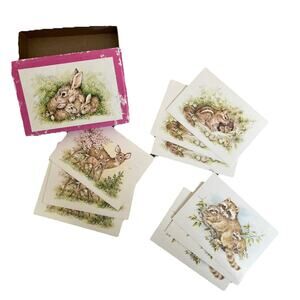 Vintage Note Cards Stationary Box Olympicard Raccoon, Deer, Chipmunk 4x6